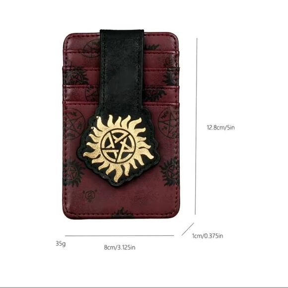 Supernatural Slim Wallet Card Holder with Gold Aquarian Star - Picture 6 of 6